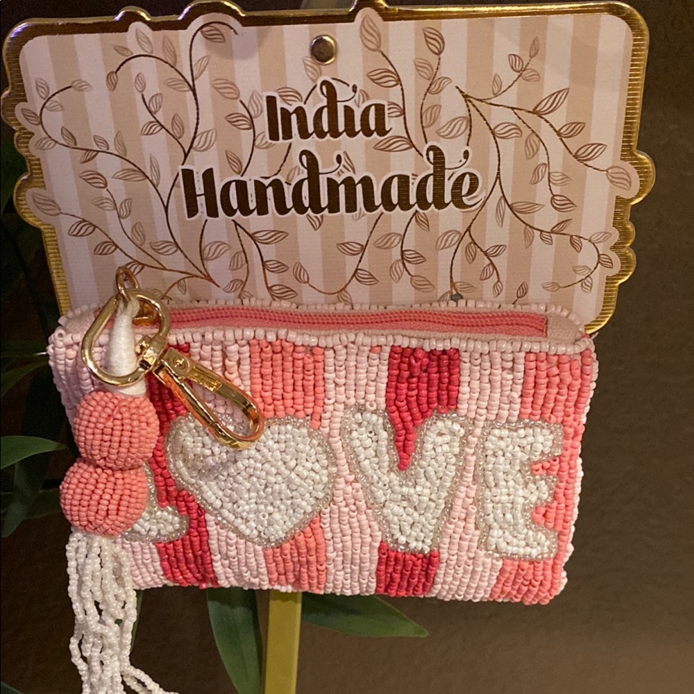 Viral TikTok Beaded Bag - LOVE' Coin Purse in Pink & Coral